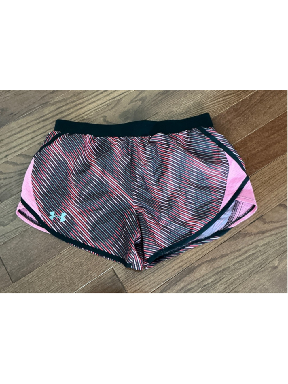 Women's Under Armour Black Pink Striped Athletic Shorts S